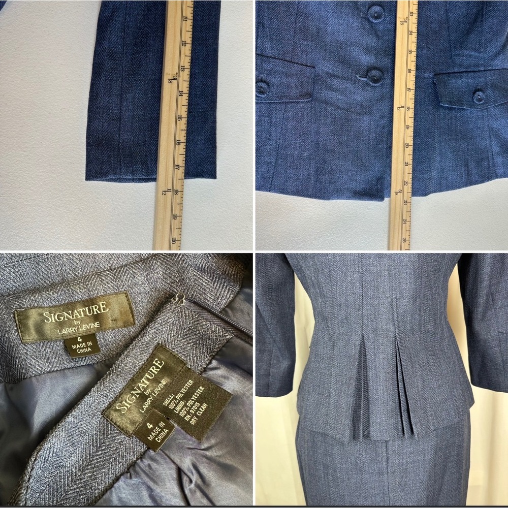 Signature by Larry Levine Navy Textured Two-Piece Skirt Set - Picture 13 of 14